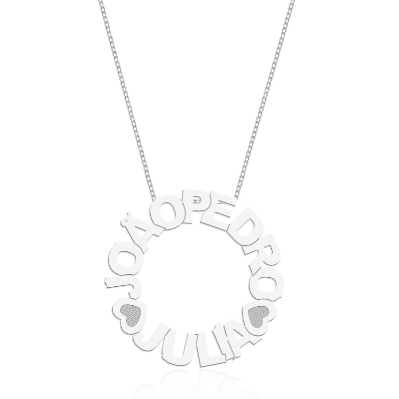 COLAR PERSONALIZADO REDONDO MANDALA DUPLA COM NOMES E SÍMBOLOS 30MM